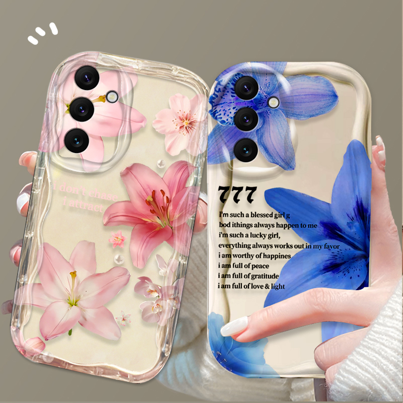 Phone Cases A14 Samsung - 美しいピンクのユリ柄スマホケース Samsung Galaxy A16 A06 A55