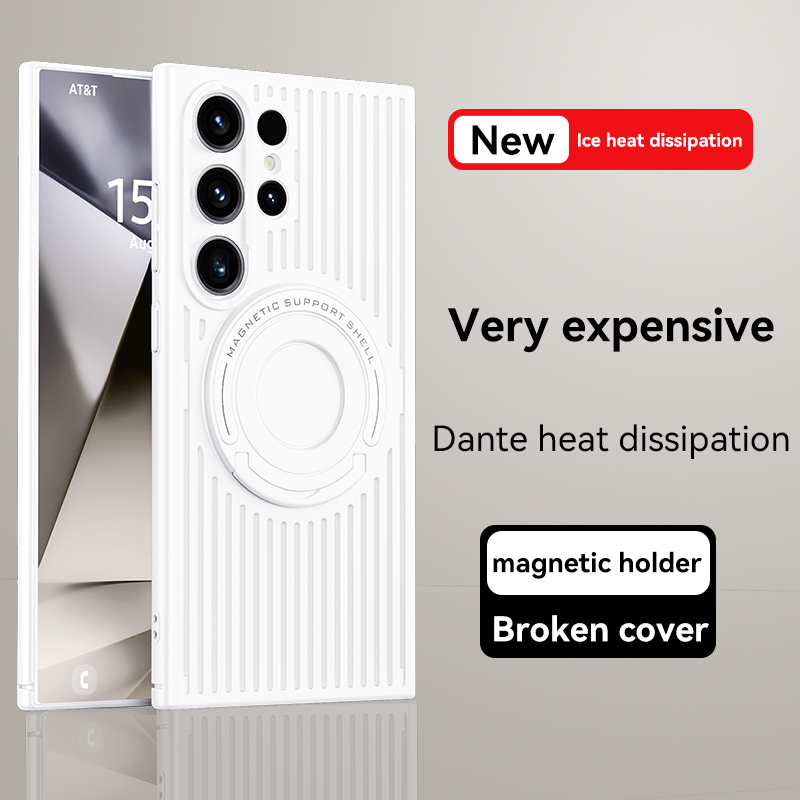 Heat Dissipation Case - マグセーフ対応ハニカム穴放熱ケース、サムスンS25 S24 S23 Plus Ultra S24用メッシュ冷却PCマグネティックホルダーカバー
