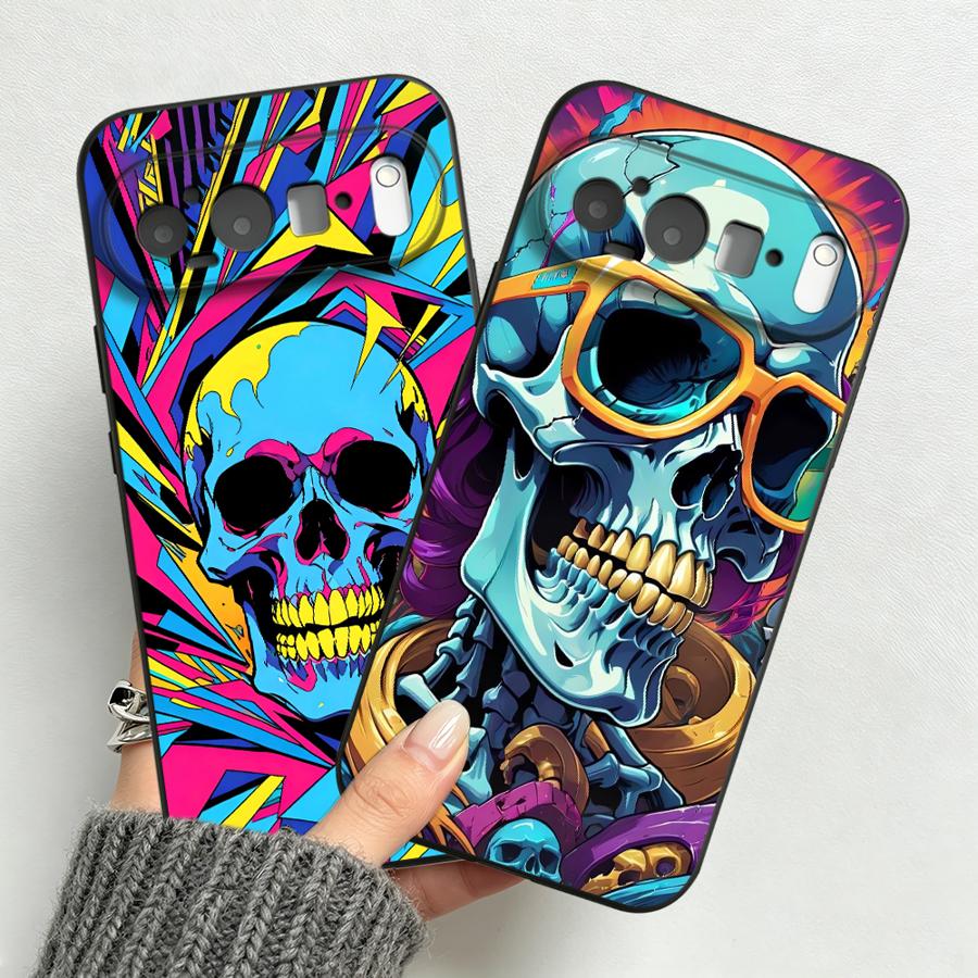 Phone Cases Pixel 9A - ネオンポップアートスカルケース Google Pixel 10A 6a 7a