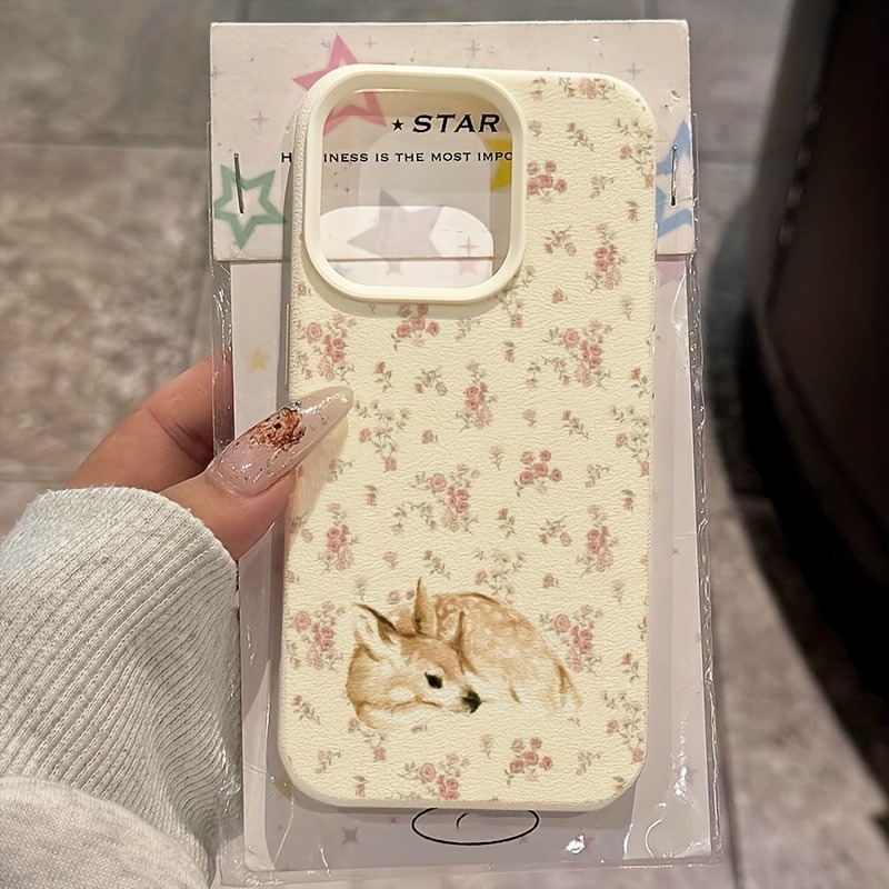 Phone Cases Protective - 可愛い鹿柄と花柄がいっぱいのライチ風スマホケース iPhone 17 16 15 14
