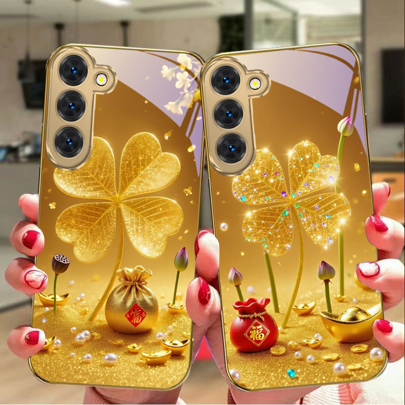 Phone Cases For Samsung S22 - 巨大な金色のクローバー柄のSamsung Galaxy S26 S20 FE S21Plus
