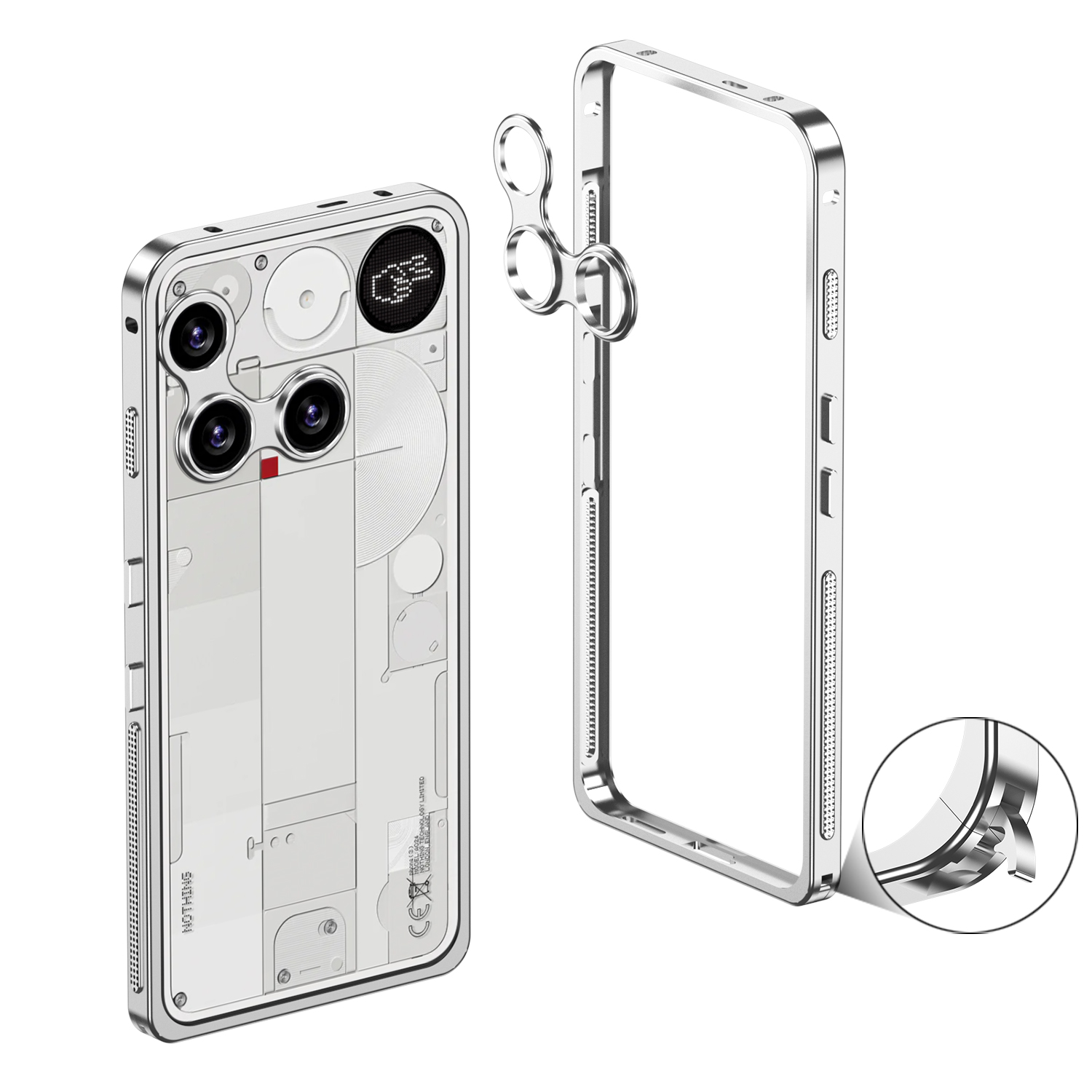 Heat Dissipation Case - アルミ合金フレーム電話ケース何も電話 3A プロ放熱金属レンズ保護カバー何も電話 3
