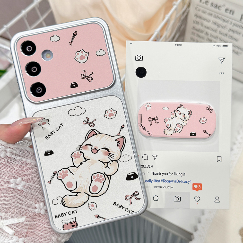 Phone Cases Protective - 漫画風のかわいい猫のスマホケース Samsung A57 A36 A17 A56