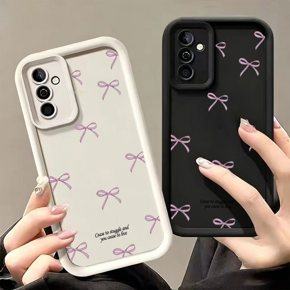 Phone Cases For Samsung S22 - ピンクのリボン柄ソフトTPUスマホケース Samsung Galaxy S26 S25 S24