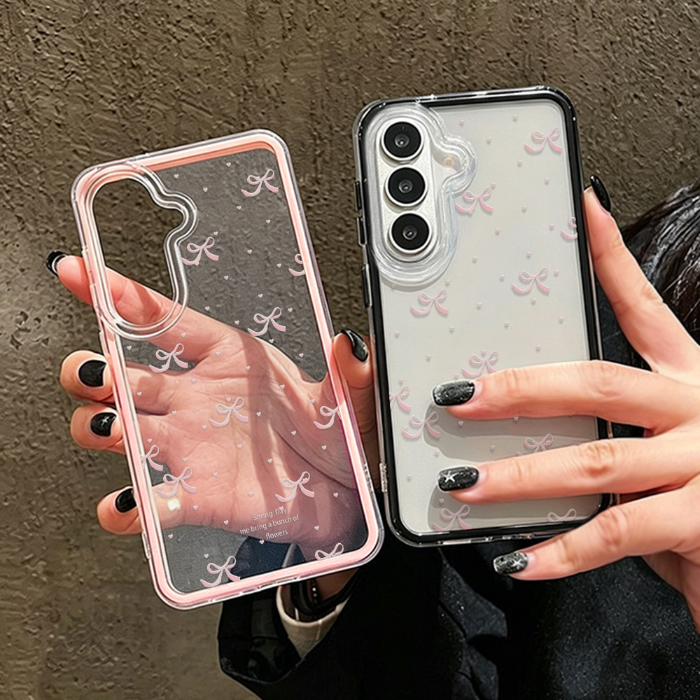 Phone Cases Luxury - 可愛いピンクのリボン付きソフトフォンケース Samsung A57 A17 A07 A37