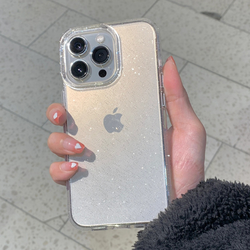 Phone Cases Protective - 透明 シンプル グリッター iPhone 16 15