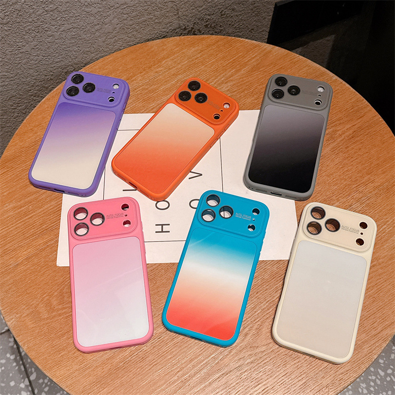 Phone Cases Protective - 高級感のあるキャンディーカラーグラデーションのiPhone 17/16/15/14 Pro Max用スマホケース、大きな窓ガラス付き耐衝撃保護カバー