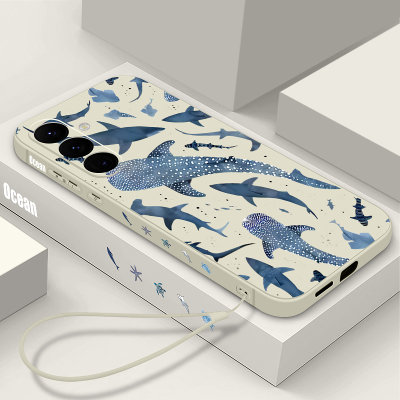 Phone Cases A14 Samsung - クジラ柄のランヤードケース Samsung Galaxy A17 A56 A55