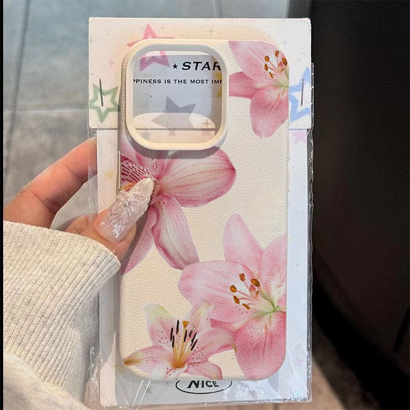 Phone Cases Samsung S25 Fe - ピンクのユリとライチのテクスチャ柄のスマホケース、Samsung Galaxy S25 Ultra、S24 Plus、S23 FE、S22、S21、A56、A36、A25、A24、A54、A53、A55、A52、A35対応