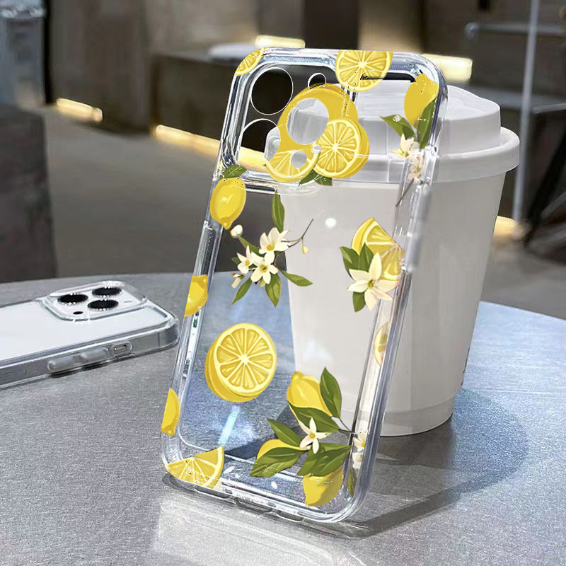 Phone Cases Samsung S25 Fe - サマーフルーツレモンフラワークリアスマホケース Samsung Galaxy S25 S24 S23