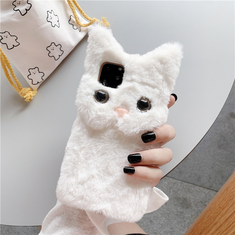 3Dキュートな漫画猫の毛皮のようなぬいぐるみ風スマホケース  - Phone Cases For Iphone 12 Pro Max のレビューと価格