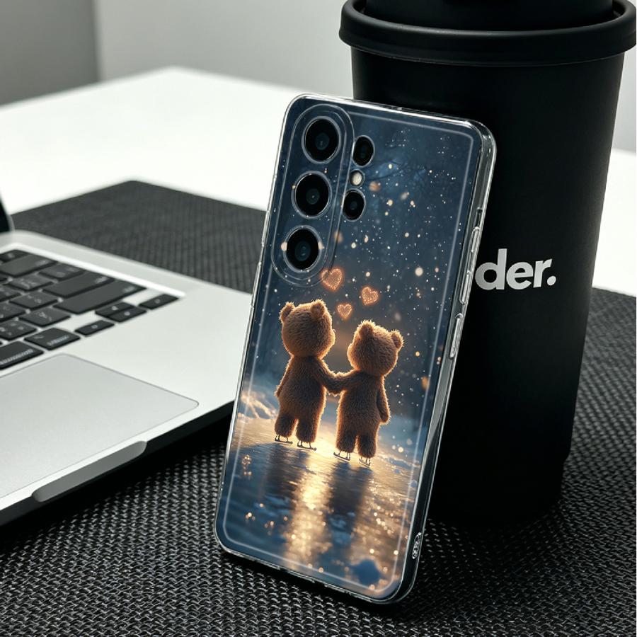 星空の下でカップルのくまさんプリントのスマホケース、Sams - Phone Cases Under $20 のレビューと価格