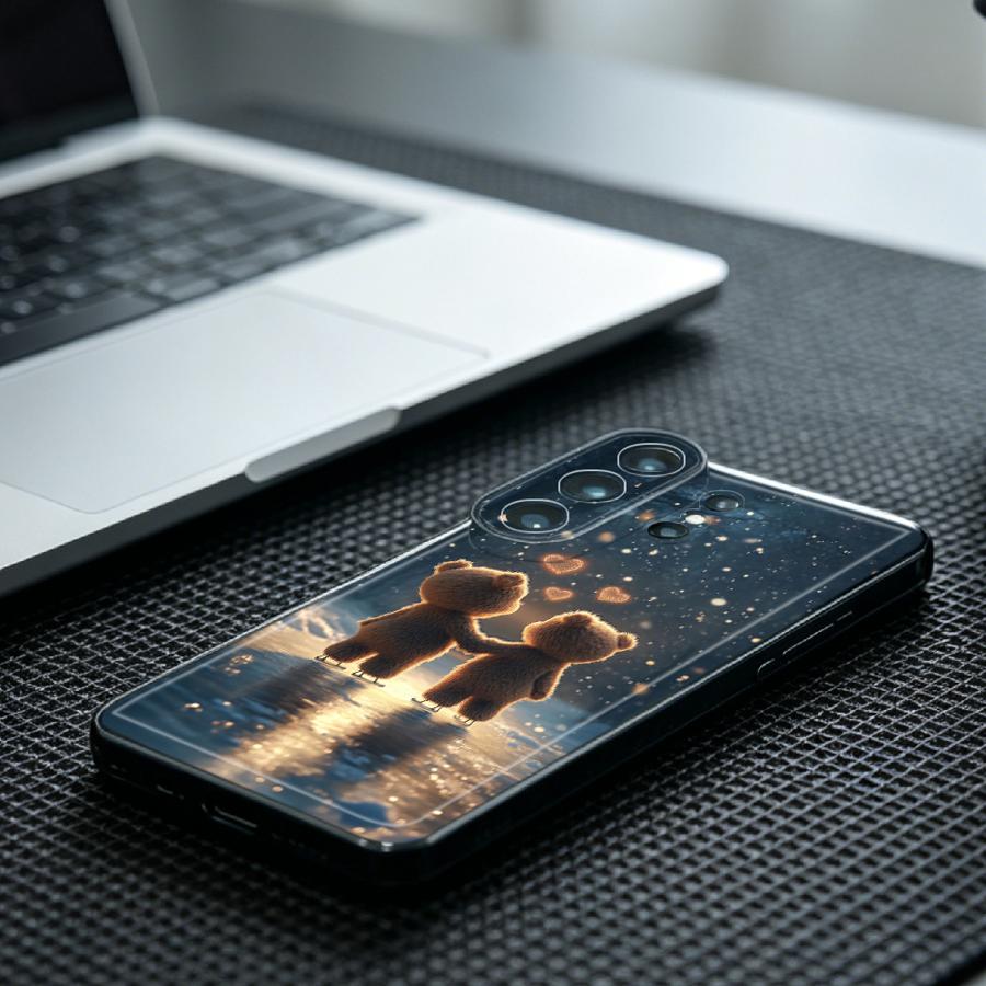星空の下でカップルのくまさんプリントのスマホケース、Sams - Phone Cases Under $20 のレビューと価格