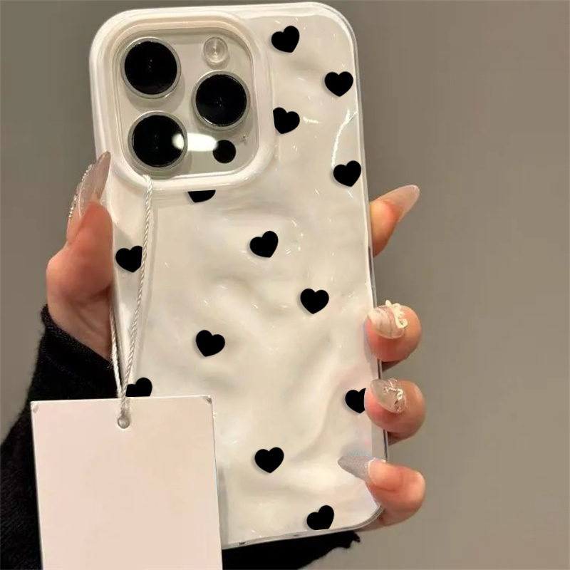 可愛い黒いハート柄の耐衝撃スマホケース iPhone 17  - Phone Cases Protective のレビューと価格
