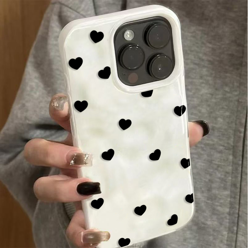 可愛い黒いハート柄の耐衝撃スマホケース iPhone 17  - Phone Cases Protective のレビューと価格