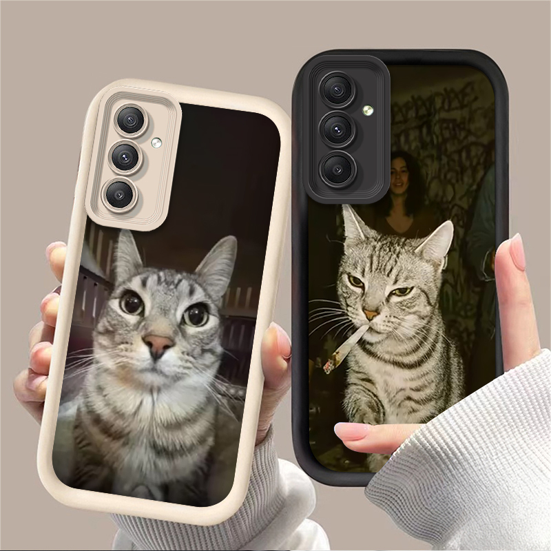 流行の猫が喫煙しているデザインのスマホケース Samsung - Phone Cases A14 Samsung のレビューと価格