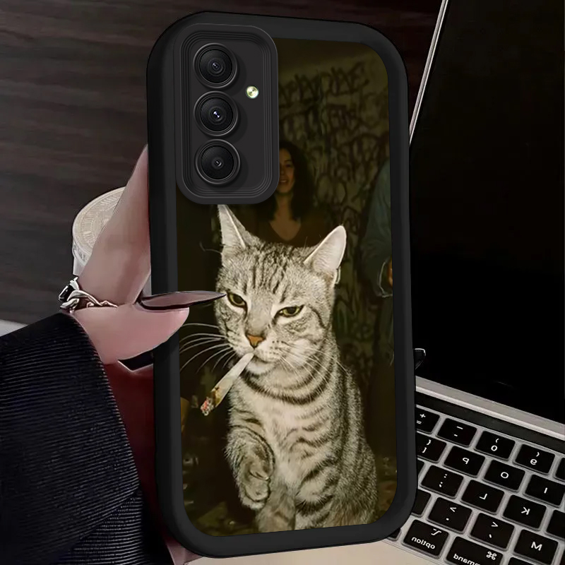 流行の猫が喫煙しているデザインのスマホケース Samsung - Phone Cases A14 Samsung のレビューと価格