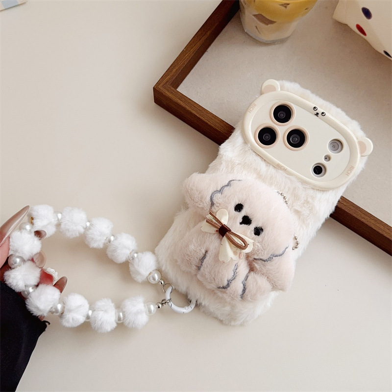 3D漫画風リボン付き子犬のふわふわぬいぐるみスマホケース i - Phone Cases For Iphone 12 Pro Max のレビューと価格