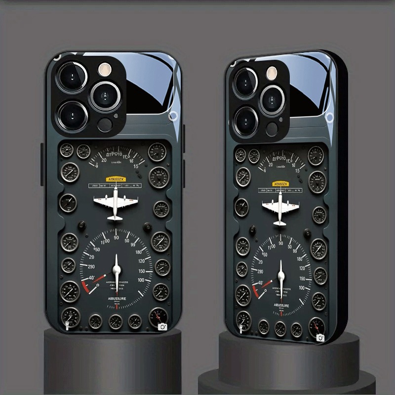 レトロな航空要素をあしらったガラス製スマホケース、Samsu - Phone Cases Aviation のレビューと価格