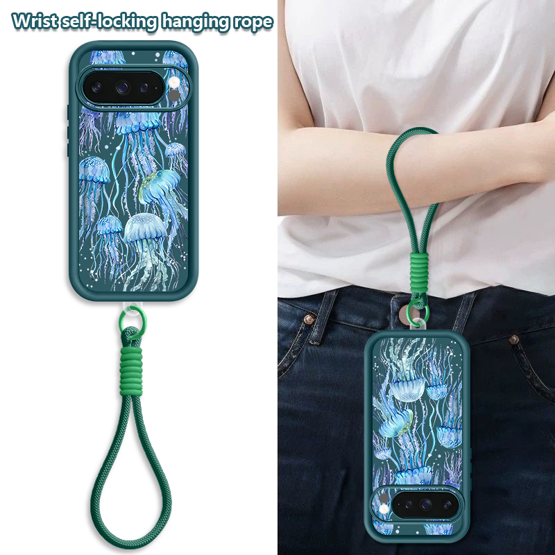 ザトウクジラ柄リストストラップ付きランヤードケース Goog - Phone Cases Pixel 9A のレビューと価格