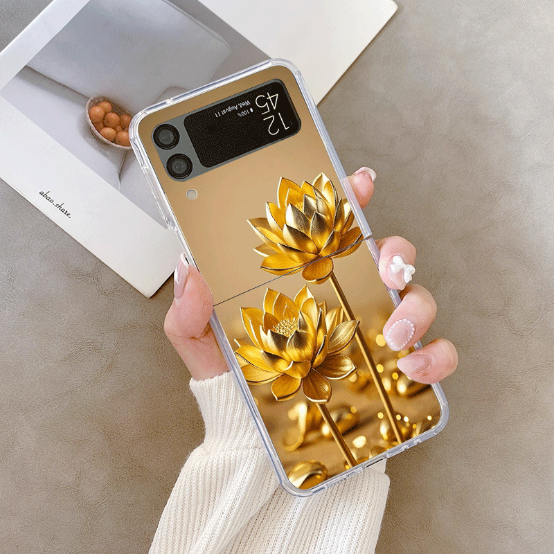 クリエイティブな金色の蓮の花模様のスマホケース、Samsun - Phone Cases Z Fold 6 のレビューと価格