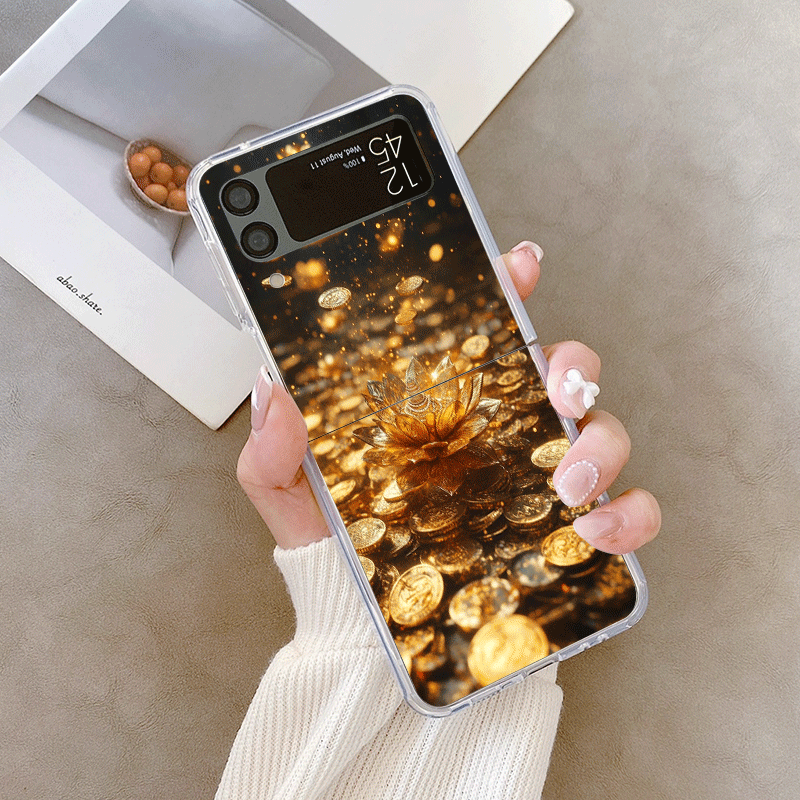 クリエイティブな金色の蓮の花模様のスマホケース、Samsun - Phone Cases Z Fold 6 のレビューと価格