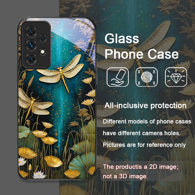 花柄ゴールデン・ドラゴンフライ強化ガラス製スマホケース Sa - Phone Cases A14 Samsung のレビューと価格