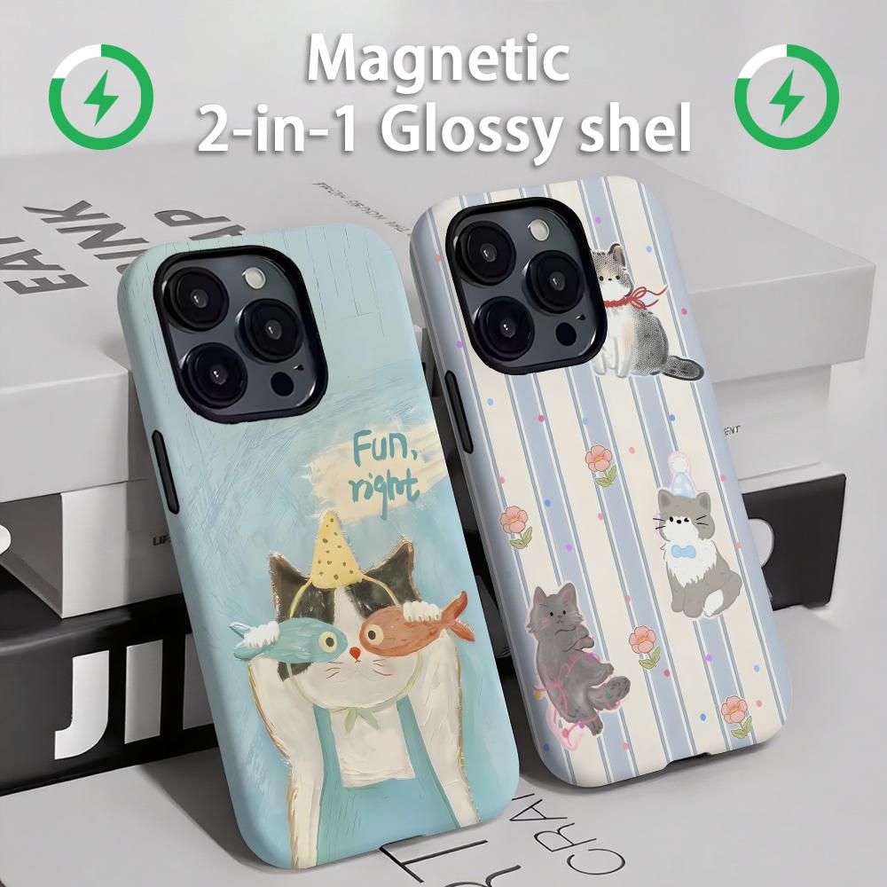 かわいい猫と犬のスマホケース マグネット式 2-in-1 光 - Phone Cases For Iphone 12 Pro Max のレビューと価格