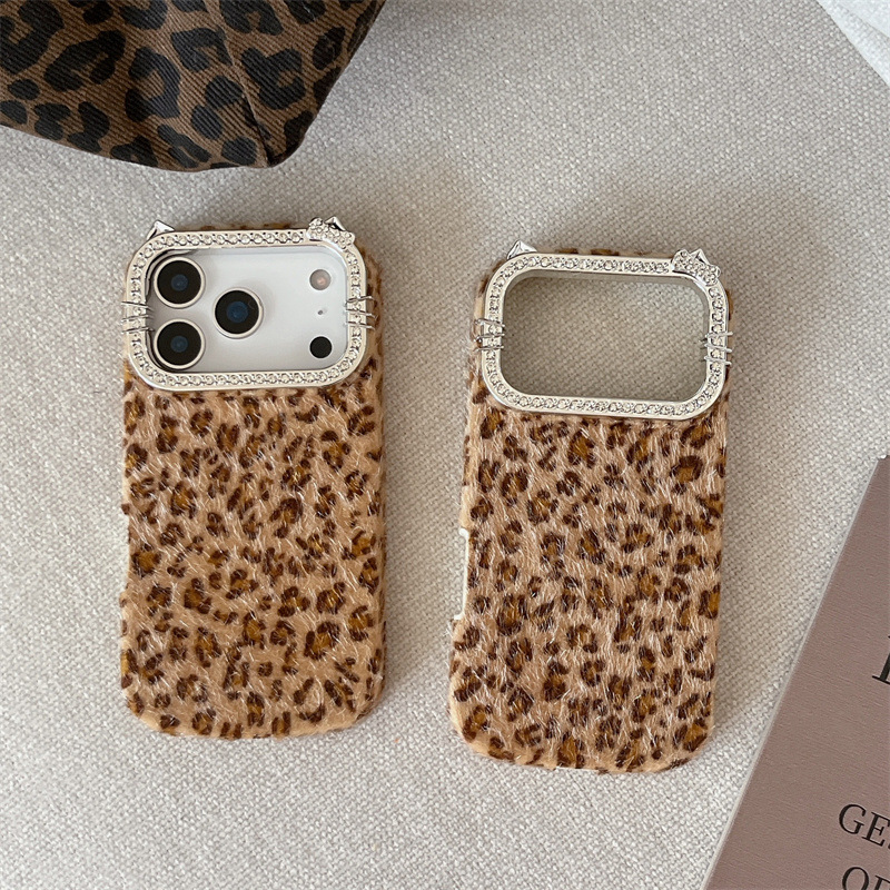 高級ダイヤモンドがちりばめられたヒョウ柄の豪華なプラッシュ携 - Phone Cases Luxury のレビューと価格