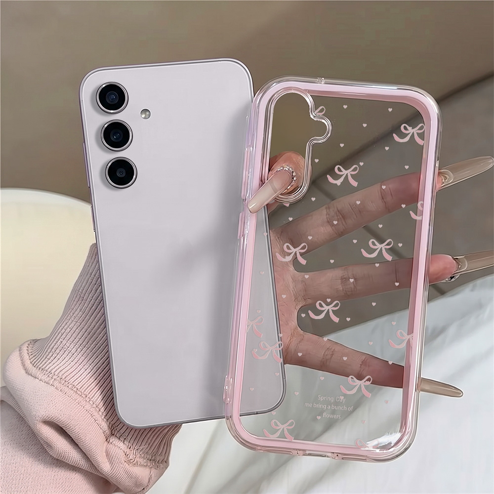 可愛いピンクのリボン付きソフトフォンケース Samsung  - Phone Cases Luxury のレビューと価格