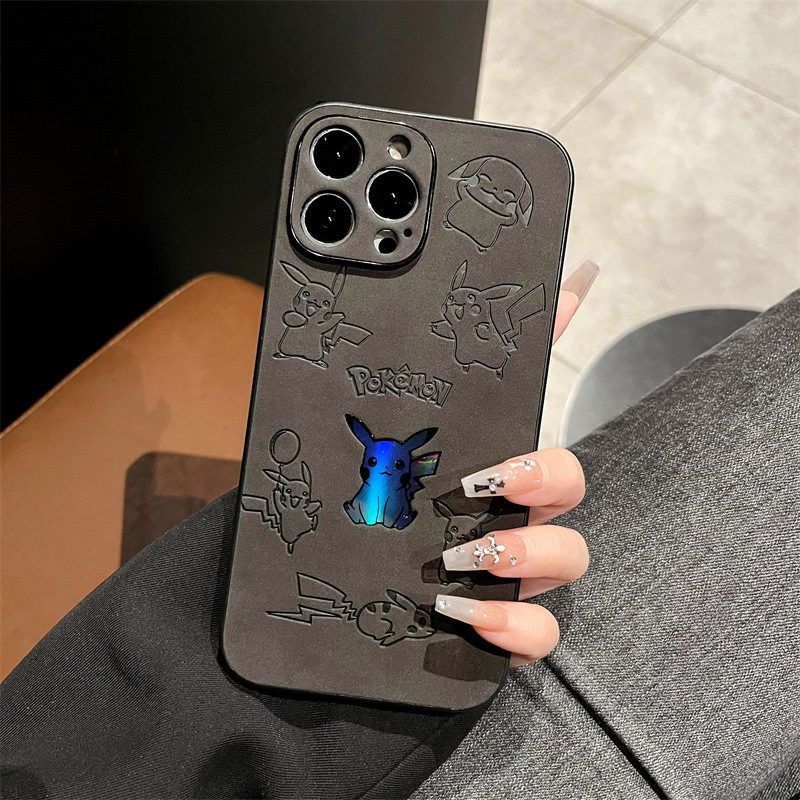 漫画ピカチュウフェイクレザーレーザー携帯電話ケース iPho - Phone Cases Protective のレビューと価格