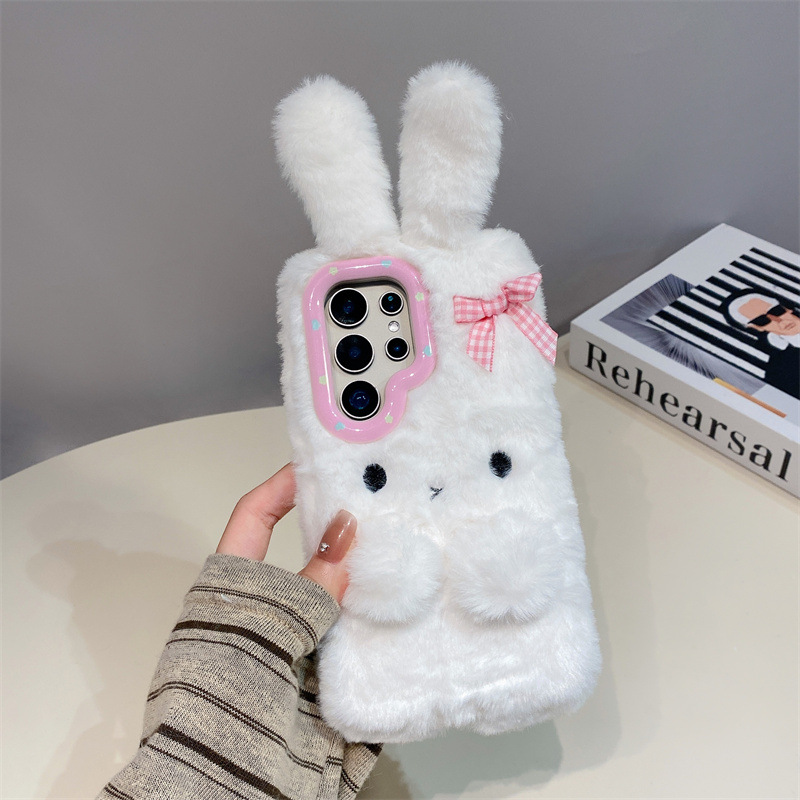 コレン 3D カートゥーン リボン付きうさぎ耳 暖かい毛皮の - Phone Cases Samsung S23 のレビューと価格