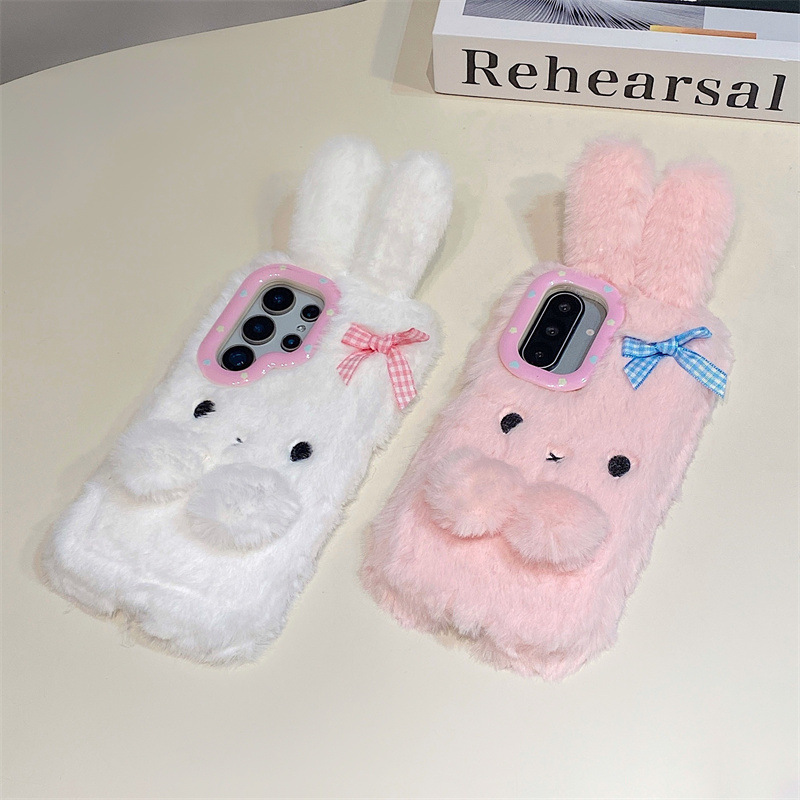 コレン 3D カートゥーン リボン付きうさぎ耳 暖かい毛皮の - Phone Cases Samsung S23 のレビューと価格
