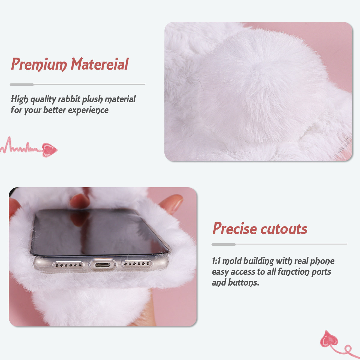 白い6.1インチのかわいいウサギデザインのキラキラ輝くライン - Phone Cases Luxury のレビューと価格