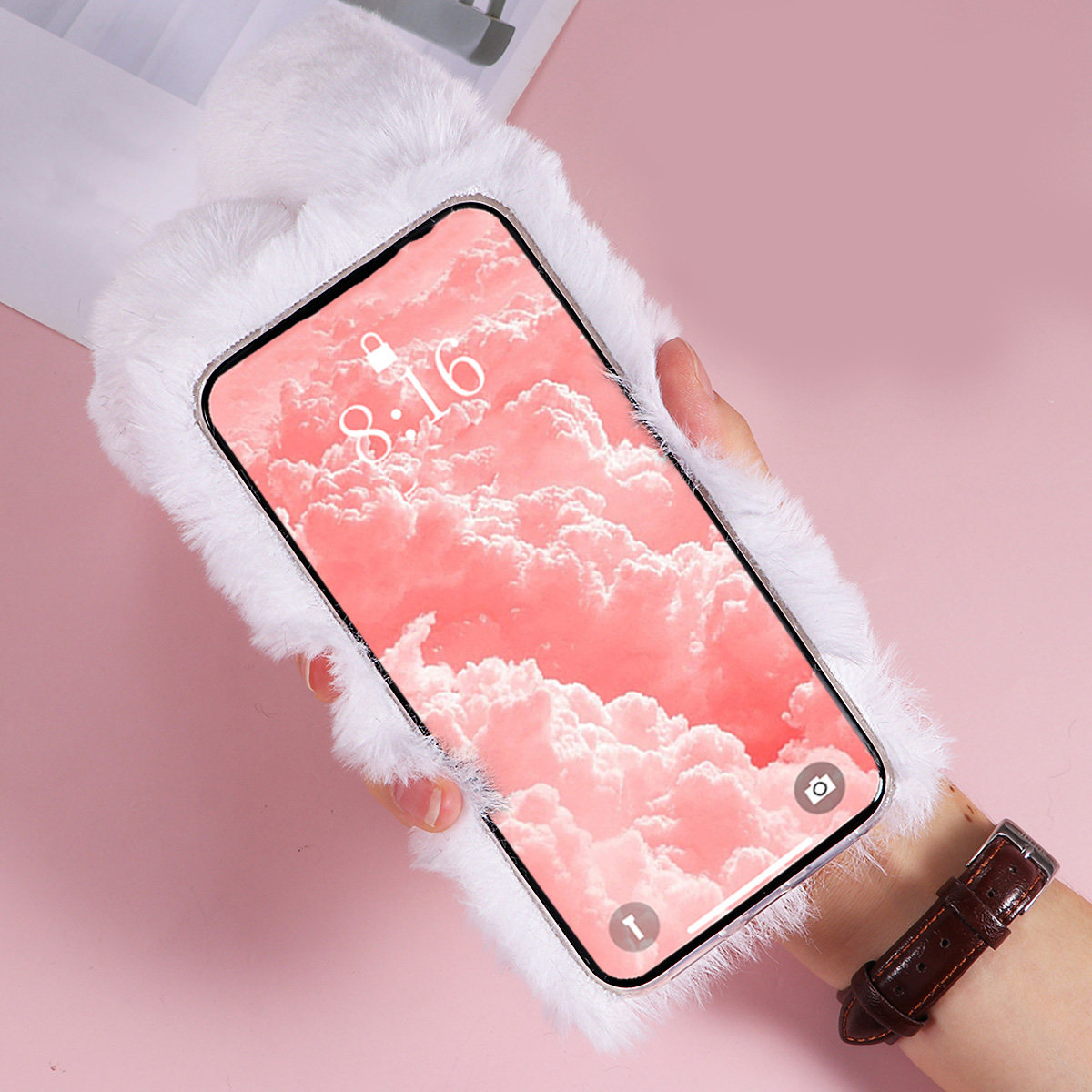 白い6.1インチのかわいいウサギデザインのキラキラ輝くライン - Phone Cases Luxury のレビューと価格
