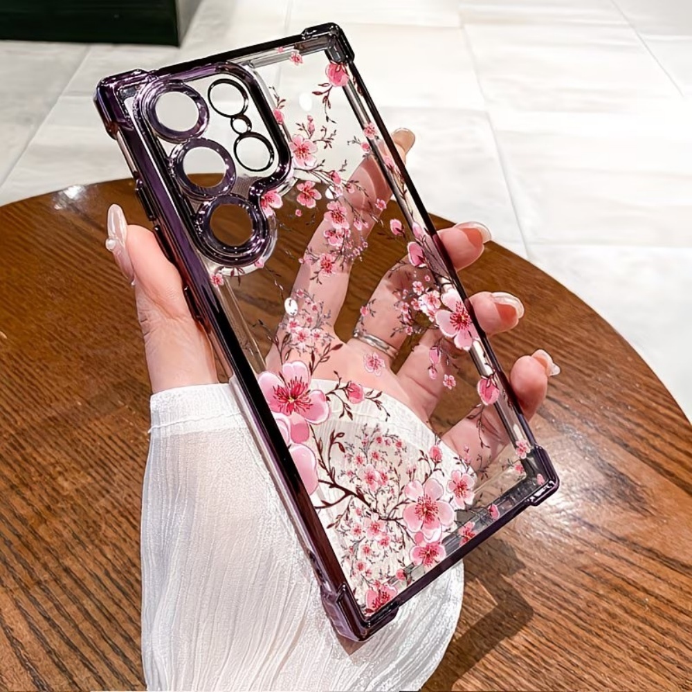 桜の花柄電気メッキ四隅耐衝撃スマホケース Samsung G - Phone Cases For Samsung S22 のレビューと価格