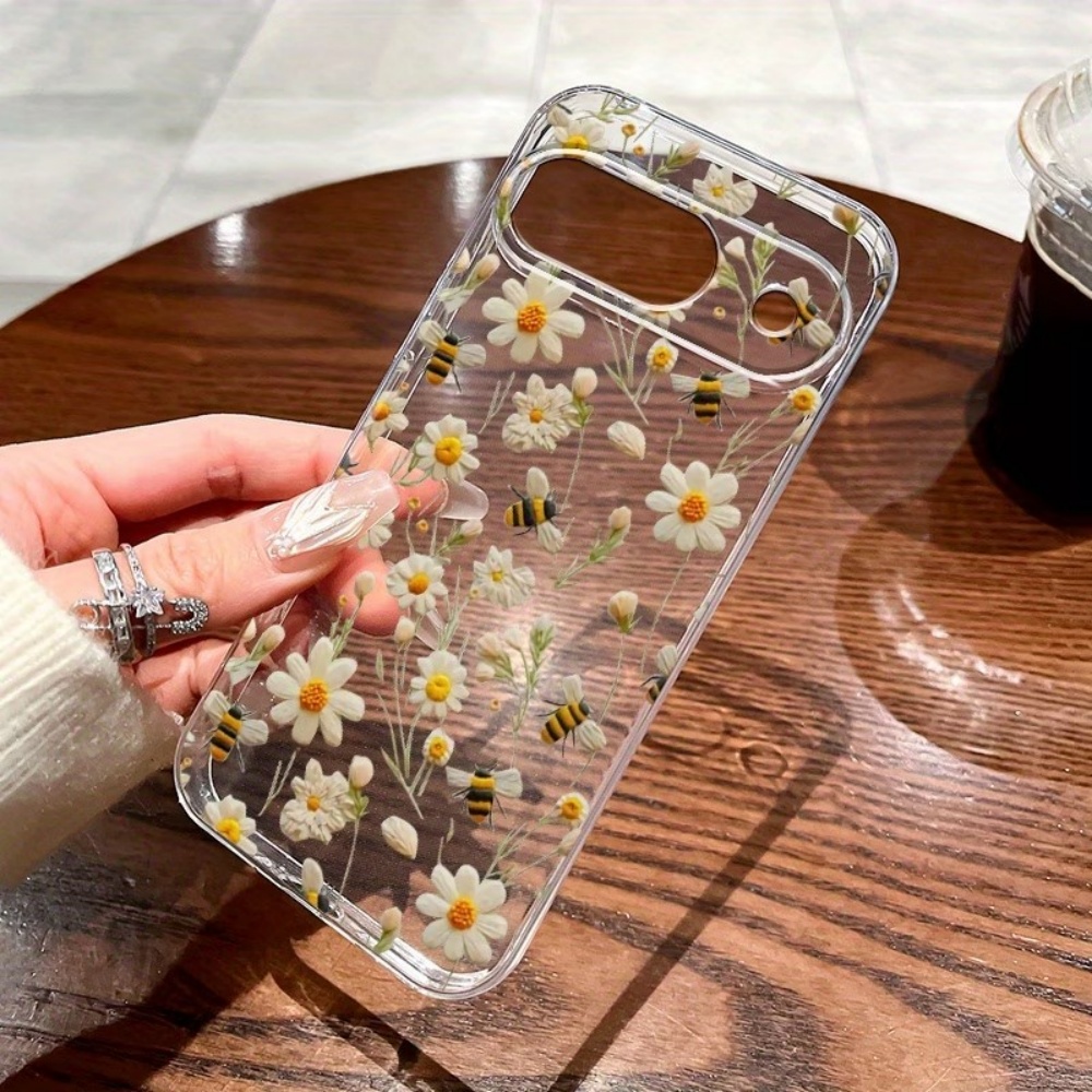 かわいいミツバチの花柄ソフトクリア電話ケース Google  - Phone Cases Pixel 9A のレビューと価格