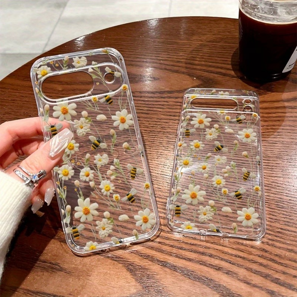 かわいいミツバチの花柄ソフトクリア電話ケース Google  - Phone Cases Pixel 9A のレビューと価格
