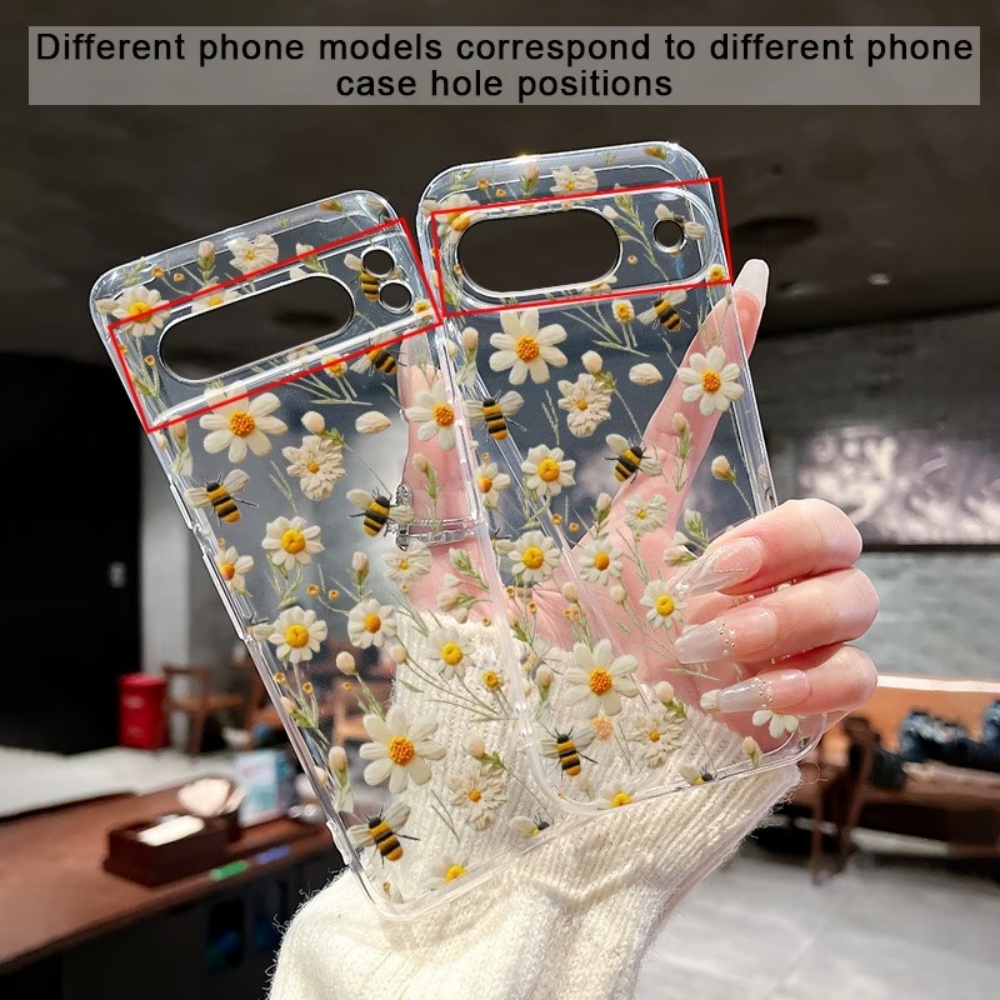 かわいいミツバチの花柄ソフトクリア電話ケース Google  - Phone Cases Pixel 9A のレビューと価格